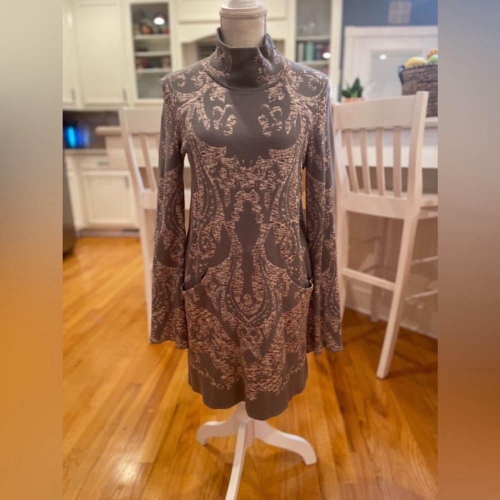 Free People gray and pink filagree sweater dress